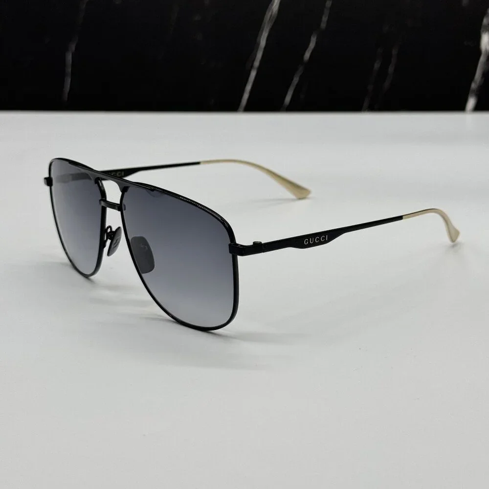 NEW GUCCI GG0336S 002 SUNGLASSES MEN BLACK/GRAY EYEWEAR